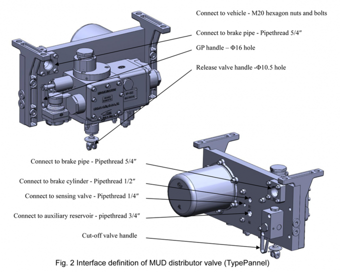 Air Braking Railway Braking Valve UIC Distributor Valve In Railway Wagon