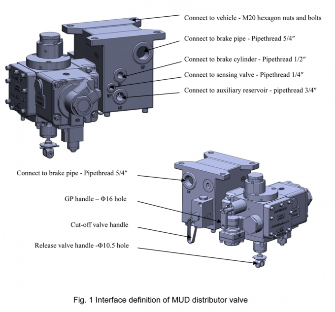 Air Braking Railway Braking Valve UIC Distributor Valve In Railway Wagon